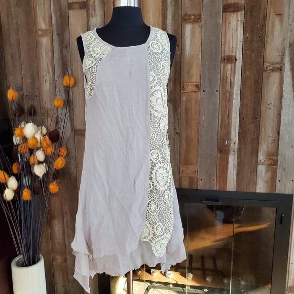 NWT Coco + Carmen Lace Handkerchief Hem Lagenlook Artsy Lightweight dress S/M - Picture 1 of 5